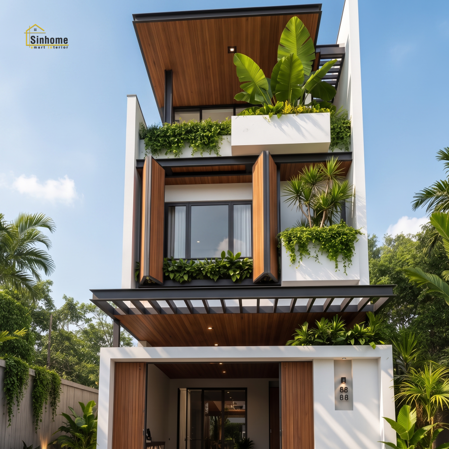 MẪU NHÀ PHỐ HIỆN ĐẠI MANG HƠI THỞ "TROPICAL" DÀNH CHO GIA CHỦ YÊU THIÊN NHIÊN