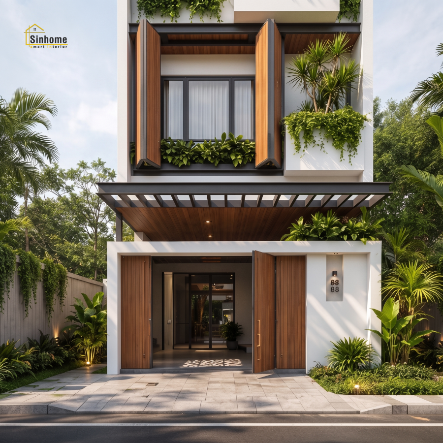 MẪU NHÀ PHỐ HIỆN ĐẠI MANG HƠI THỞ "TROPICAL" DÀNH CHO GIA CHỦ YÊU THIÊN NHIÊN