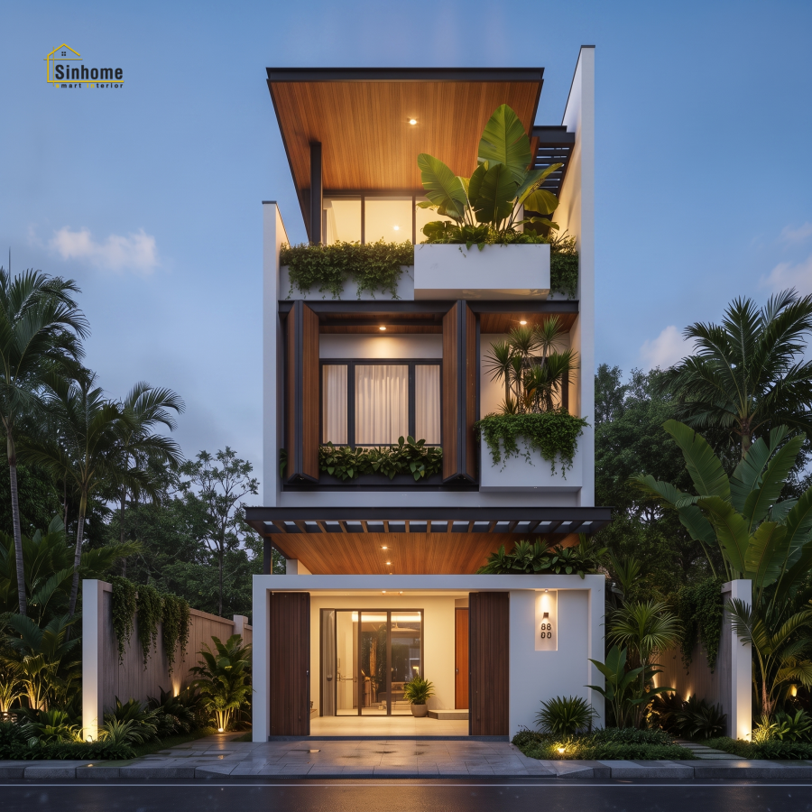 MẪU NHÀ PHỐ HIỆN ĐẠI MANG HƠI THỞ "TROPICAL" DÀNH CHO GIA CHỦ YÊU THIÊN NHIÊN