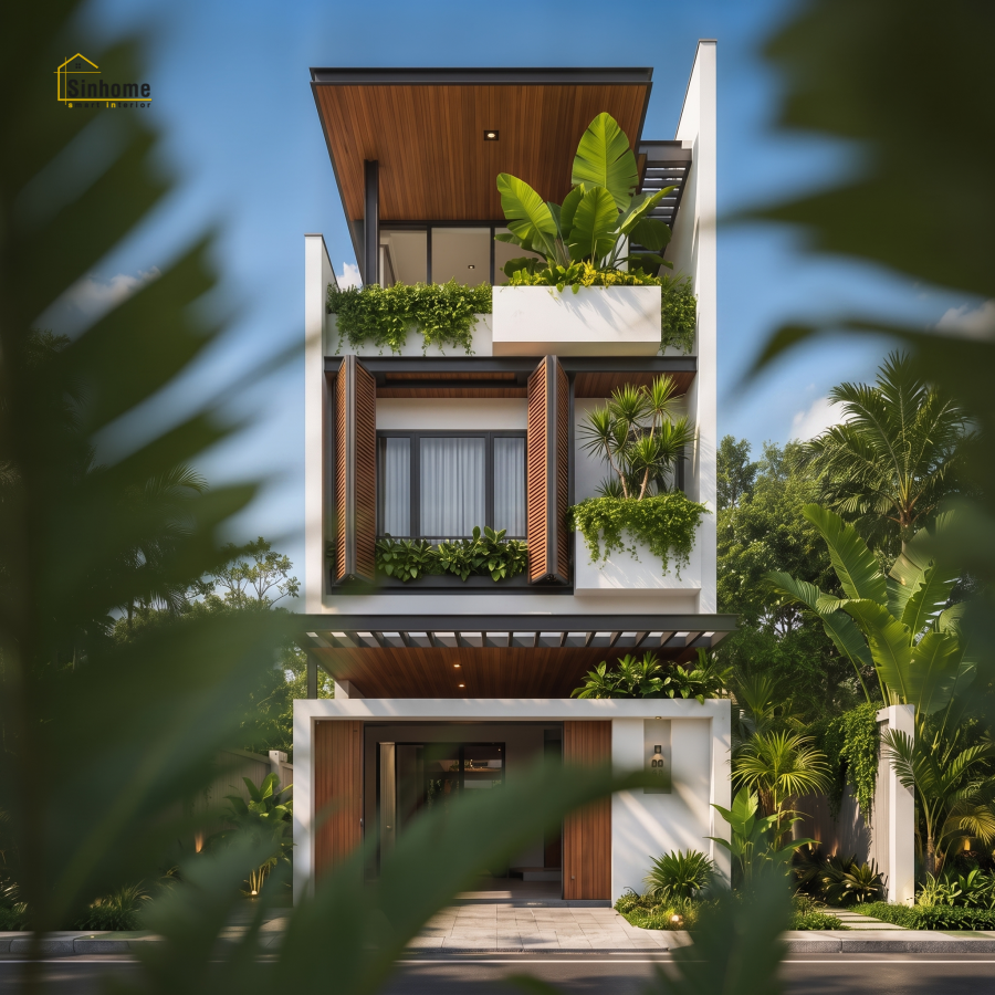 MẪU NHÀ PHỐ HIỆN ĐẠI MANG HƠI THỞ "TROPICAL" DÀNH CHO GIA CHỦ YÊU THIÊN NHIÊN