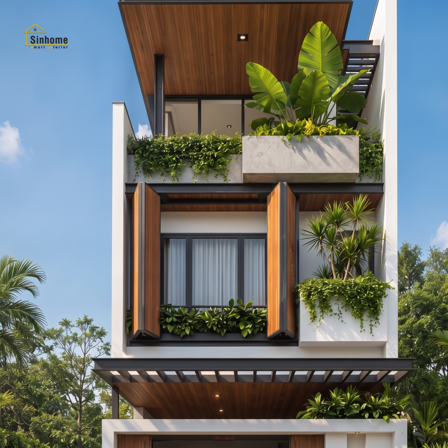 MẪU NHÀ PHỐ HIỆN ĐẠI MANG HƠI THỞ "TROPICAL" DÀNH CHO GIA CHỦ YÊU THIÊN NHIÊN